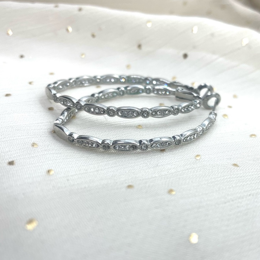 Nordstrom Silver Pave Stone Earrings